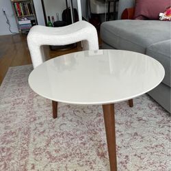 Small white midcentury coffee table 