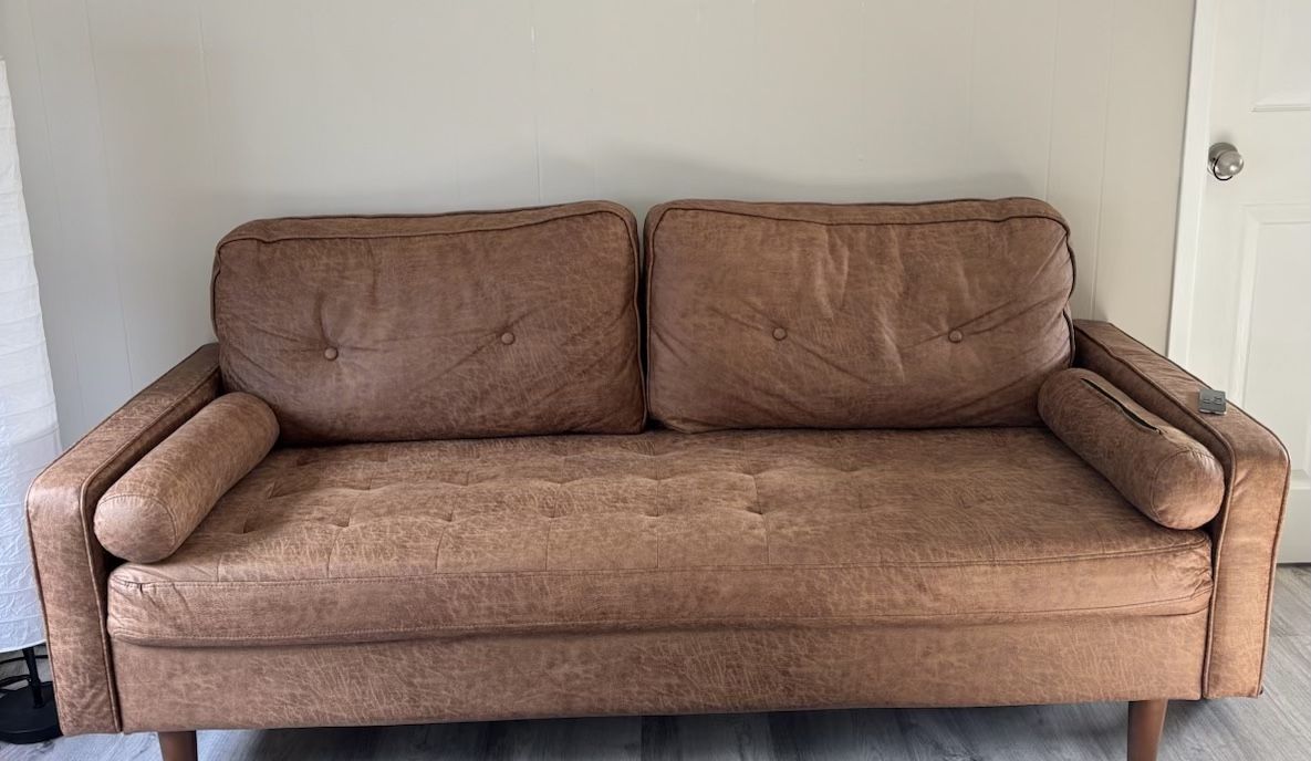 Mid Century Steelside Aisha 70β Faux Leather Loveseat β $200 OBO