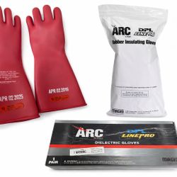 1 PAIR ARC RED LOW VOLTAGE RUBBER ELECTRICAL INSULATING GLOVES M014R10 SZ 10