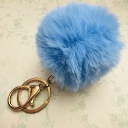 New blue pompon fur ball keychain Christmas Gift