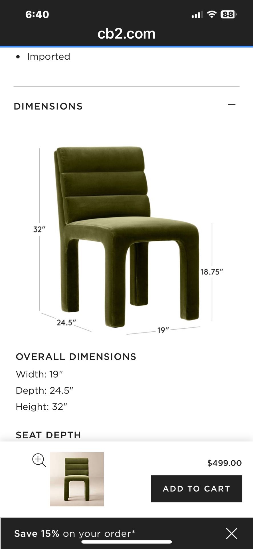 Per Chair! 6 CB2 KASTELL DINING CHAIRS- Perfect condition Over $500 Each Retail- 75% Off