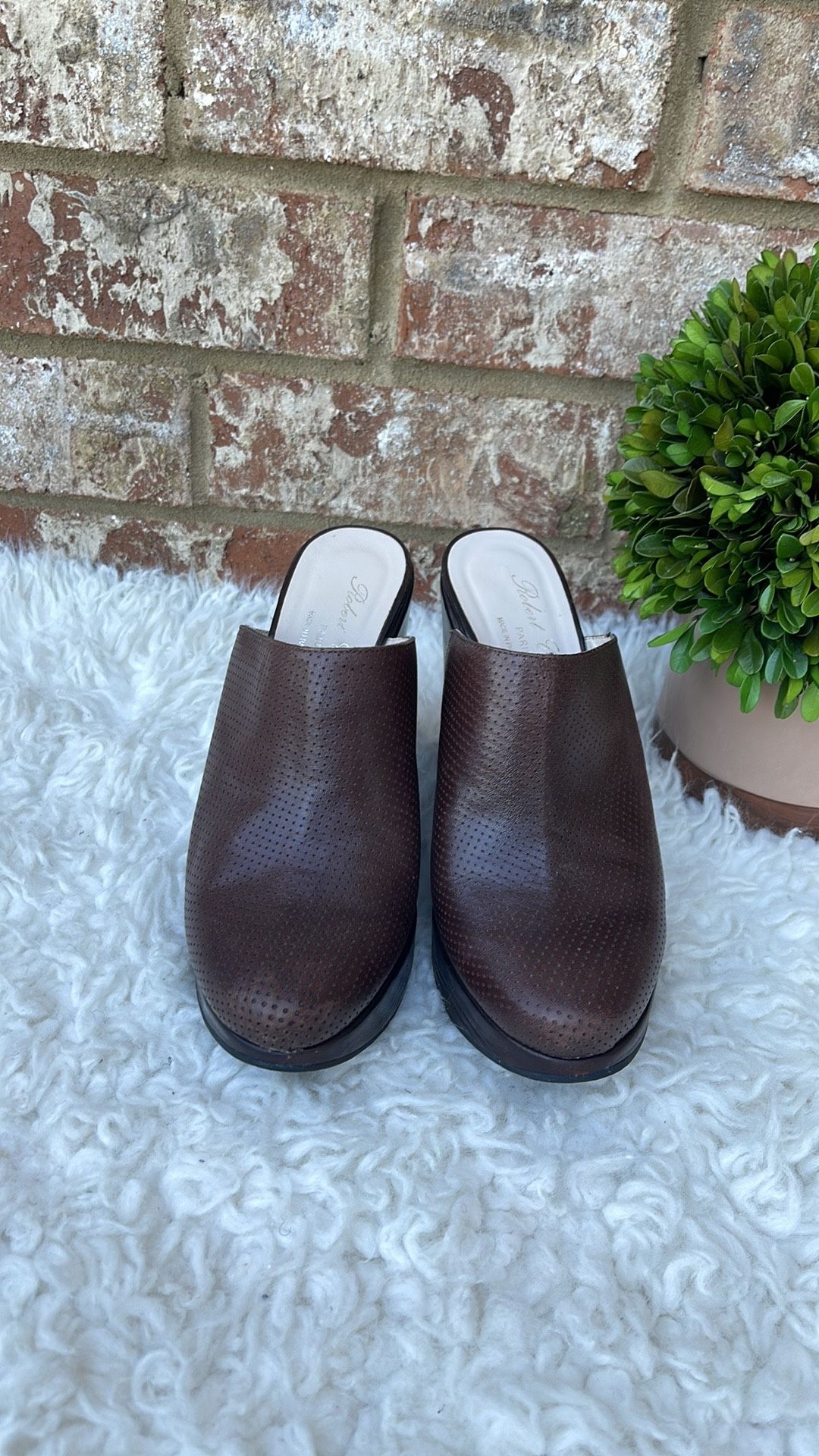Robert Clergerie Paris Brown Leather Platform Wedges Size 7