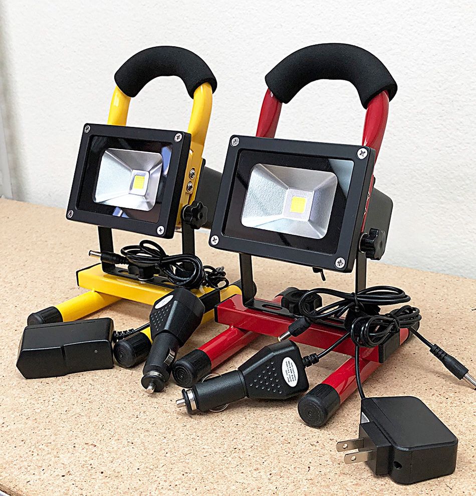 Brand New $25 each Cordless 10W Portable Work Light Rechargeable LED Flood Spot Camping Lamp (Red or Yellow)