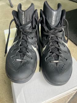 Nike Hyperdunk 2015 Black Metallic Silver Sneakers Mens 10.5