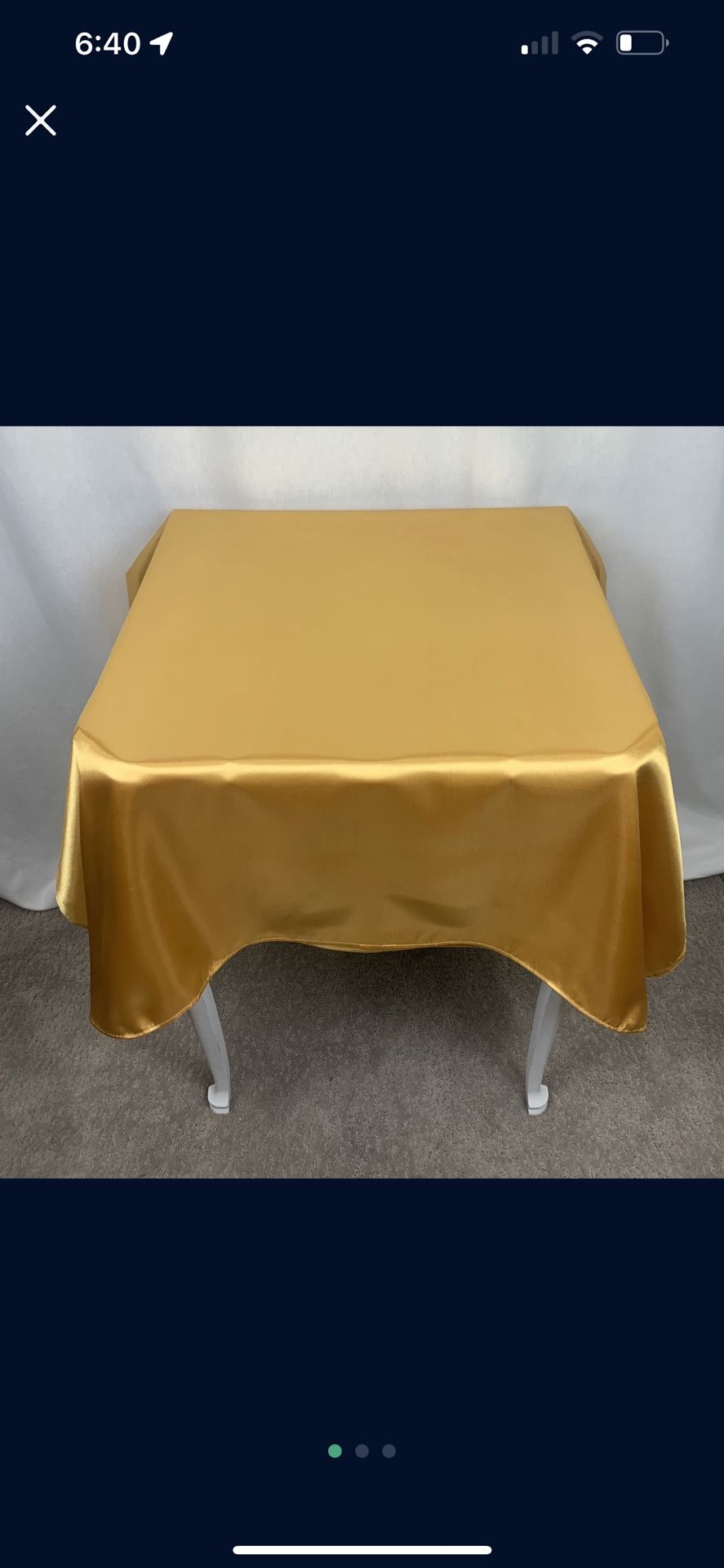 1 Gold Rectangle Satin Table Cloth