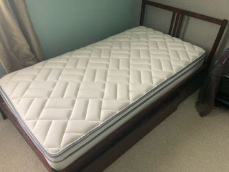 XL twin ikea wood bed frame and mattress