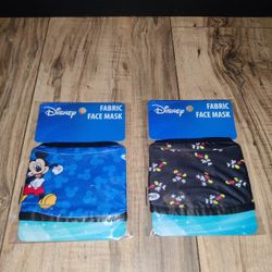 Disney Mickey Mouse Fabric Face Mask Set Of 2 Youth New In Packages Black & Blue