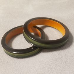 Two Black And Green Bangles 
