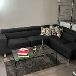 Modern Sectional Sofa – Dark Gray L-Shape Couch 