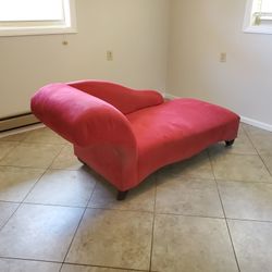 Red Chaise - Faux Suede