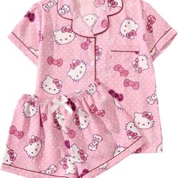 Women's Two Piece Animal Print Short Sleeve Button Shirt and Elastic Waist Shorts Pajama Set