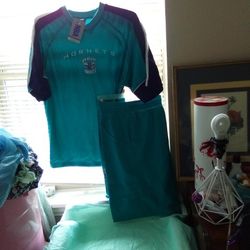 2 Piece Man  Set  Jersey material Aqua  Blue and purple 