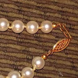 Pearl Necklace And Earring Set 18K Real Pearl