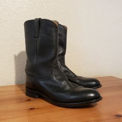 MENS BLACK LEATHER JUSTIN ROPER KIPSKIN WESTERN BOOTS 3133 SIZE 9.5 D