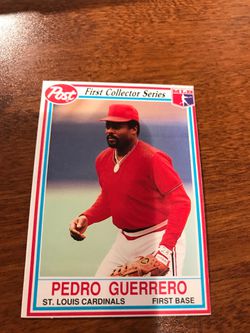 1990 Post Cereal Pedro Guerrero St.Louis Cardinals Baseball Card