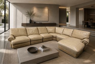 Oversized Modular Leather Sectional with 4 Recliners