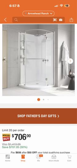 Shop Glacier Bay Glamour 36 in. x 76.40 in. Corner Drain Corner Shower Kit in White and Satin Nickel Hardware