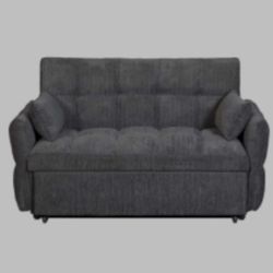 Sofa With Pull Out Sleeper. Like New. Charcoal Chenille Fabric.