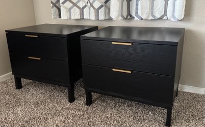 Modern Black Nightstands / Bedside Tables – Set of 2
