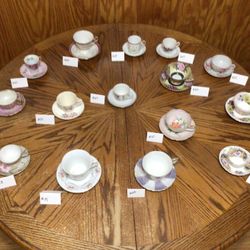 Antique Floral Cups And Saucers 