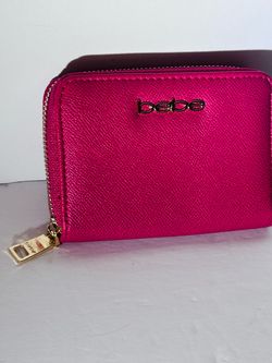 Bebe Pink Metallic Zip-Around Wallet