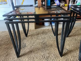2 -End tables black. 23”by 30” wrought iron style