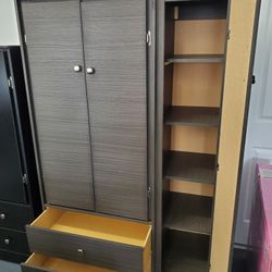 New Gray Large Wardrobe Closet Shelving Storage Cabinet With Drawers Available In Other Colors 