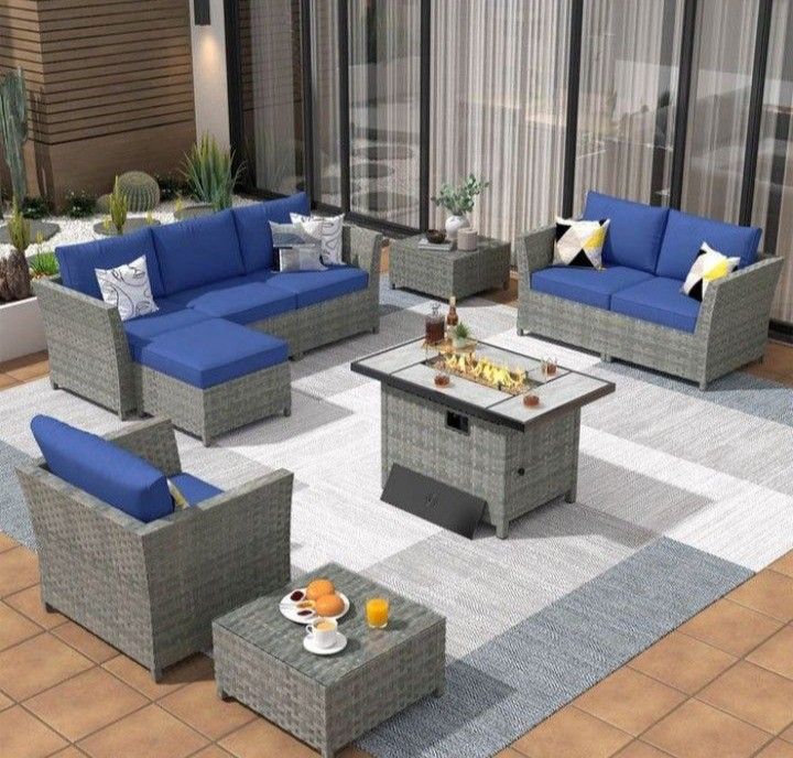Brand New Patio Set High Quality Fully Assembled In The Box Fire Pit Propane Outdoor Patio Furniture Deep Seating Cushions ππ