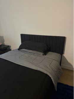 Black Queen Bed Frame with Headboard and Mattress