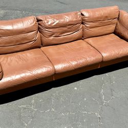Mid Century Danish Teak & Leather  3 Seat Sofa by Mikael Laursen