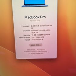 2019 Macbook Pro 15” 16GB RAM 512GB SSD 