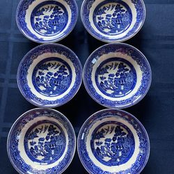 6 pc Blue Willow Johnson Bros England Small  Dessert Bowls Perfect Condition