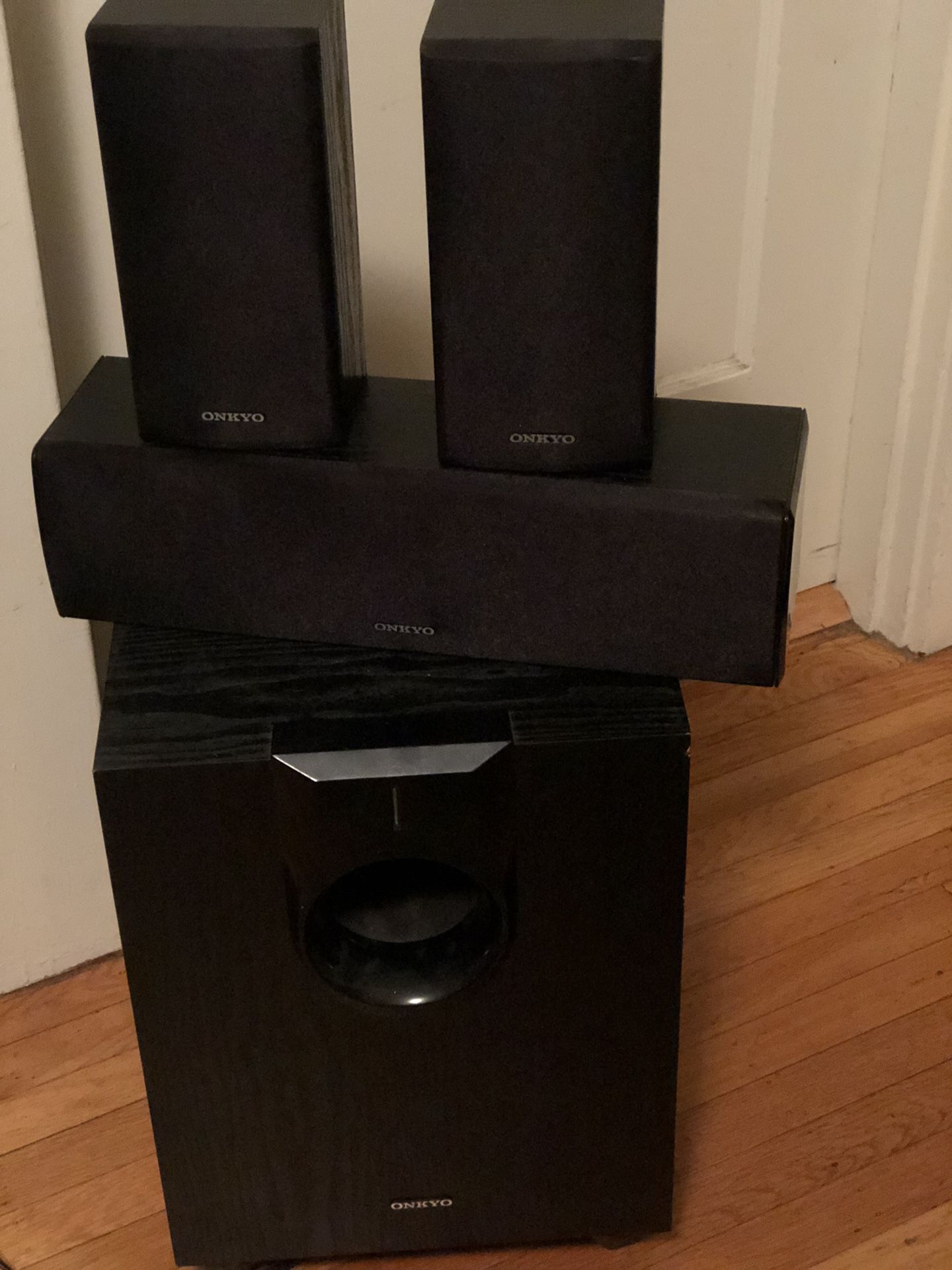 Onkyo subwoofer and surround sound speakers