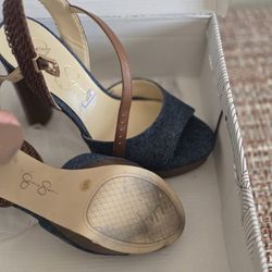 Ashlee Simpson Blue And Brown Heels 