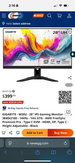 Gigabyte M28U 4k Gaming Monitor