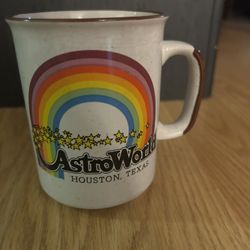 Vintage Astroworld Amusement Park Coffee Cup Mug Speckled Pottery Rainbow