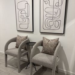 Modway Pinnacle Boucle Upholstered Dining Chair Set of Two, Taupe