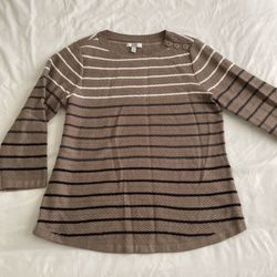 Croft & Barrow Pullover Sweater Size S Small Brown Stripe Lightweight