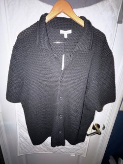 Brand new Banana Republic XL Crochet Cotton Knit Shirt Black