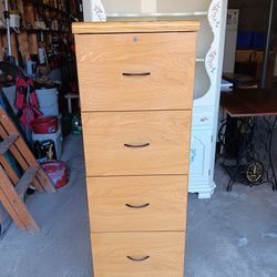 4-Drawer Oak File Cabinet 