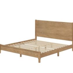 Yolo Solid Wood Light Brown Bed Frame King Platform Bed with Slats Support, Headboard, Easy Assembly

Brand new in box 📦 

