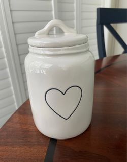 RAE DUNN BABY BLACK HEART CANISTER