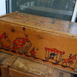 Vintage Wooden Circus Theme Chest 