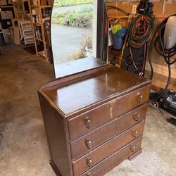 Vintage four drawer dresser with mirror