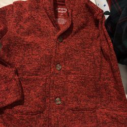 Toddler Boy Red Button Up Sweater 