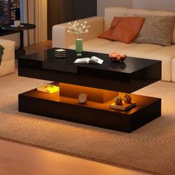 Black Floating Coffee Table (lights & charging outlets)