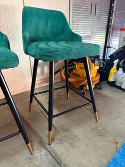 Green Velvet Pivoting Barstools