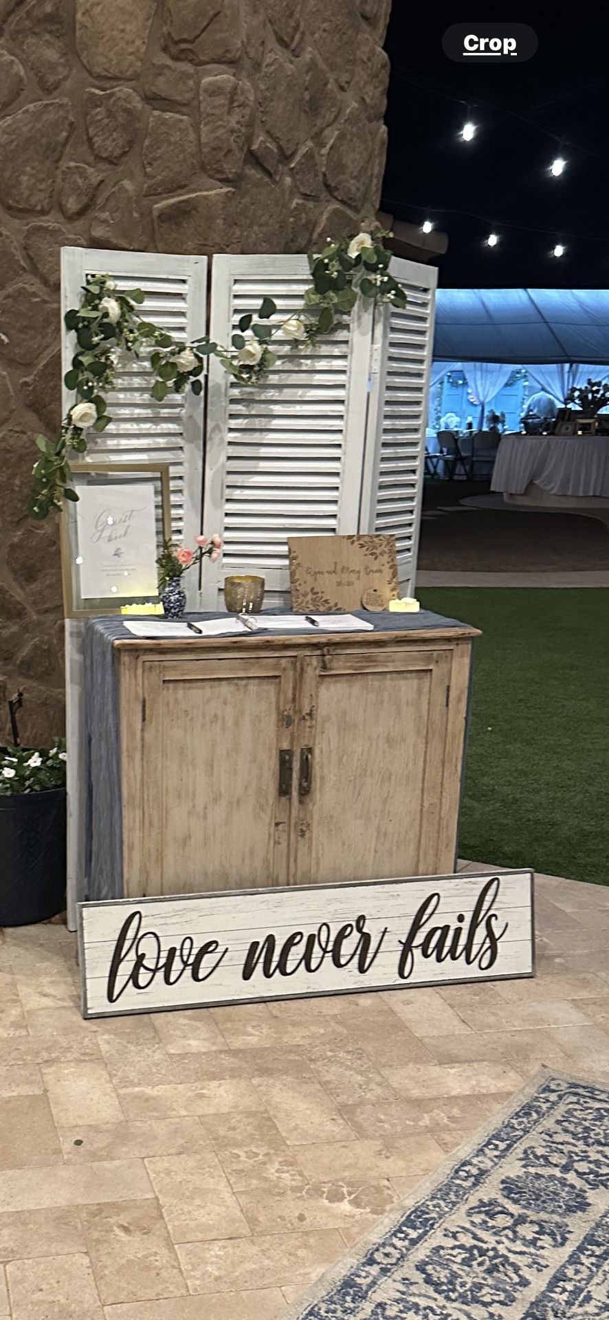 Love Never Fails Sign Used For Wedding