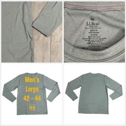 Men's L.L. Bean Large 42 - 44 Crewneck Shirt Gray Long Sleeve Pullover Layer NWOT 