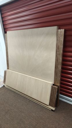 Queen Bed Frame, vanity with mirror and nightstand set